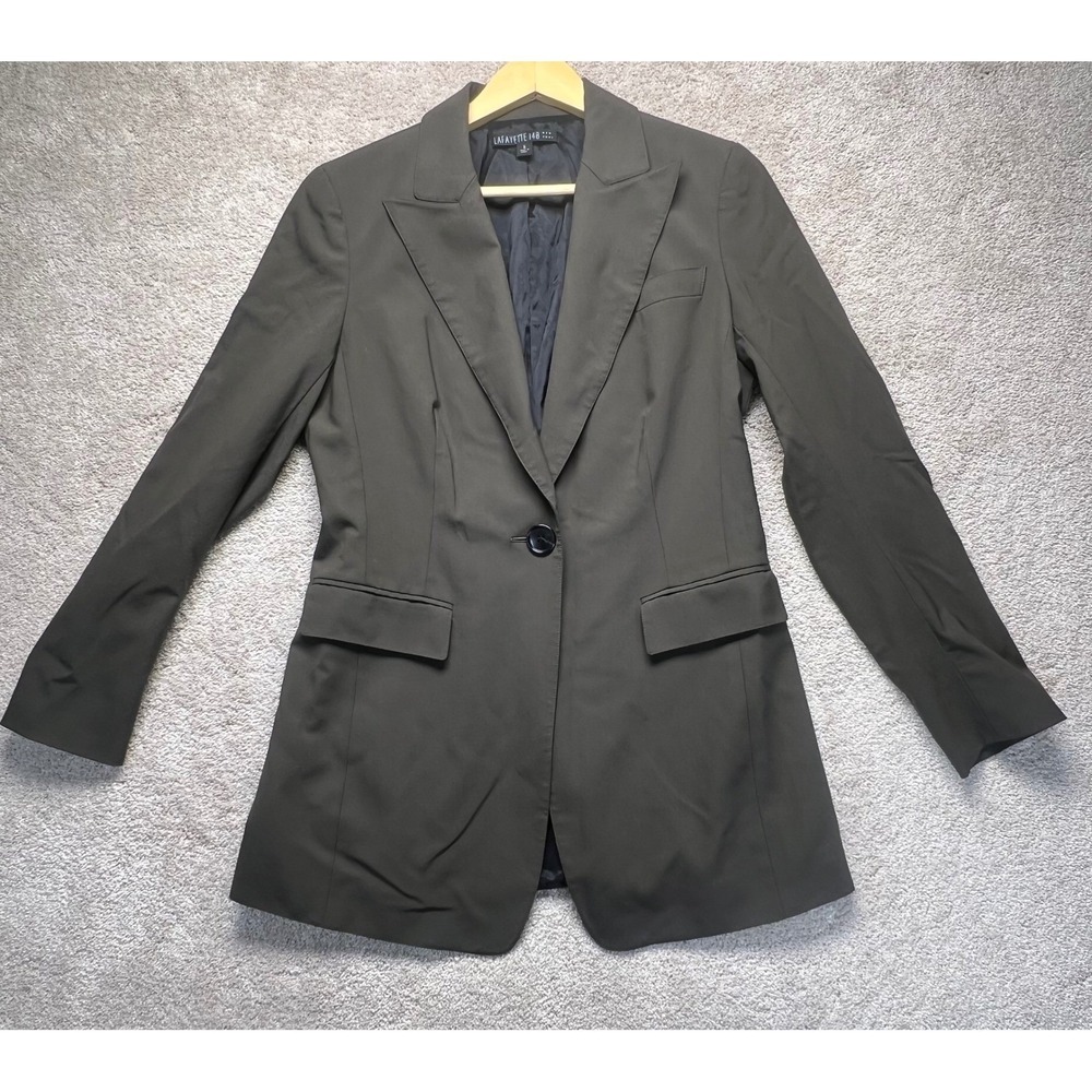 Lafayette 148‎ New York Olive Brown Virgin Wool Peak Lapel Blazer Jacket Size 6
